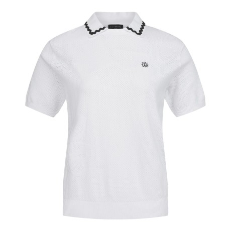 여성 우븐 믹스 웨이브 라인 칼라 니트