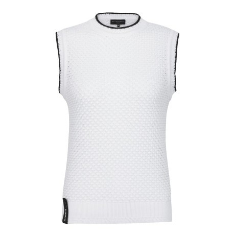 여성 배색 라인 메쉬 니트 베스트