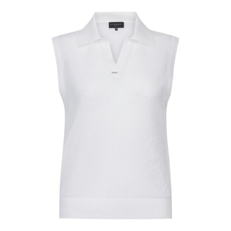 여성 별 심볼 오픈 칼라 니트 베스트