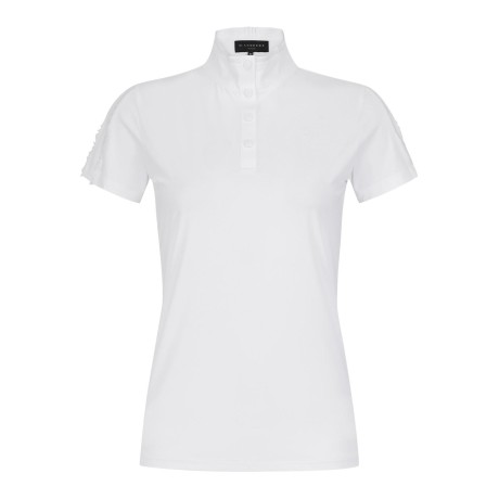 여성 프릴 라인 모크넥 반팔 티셔츠