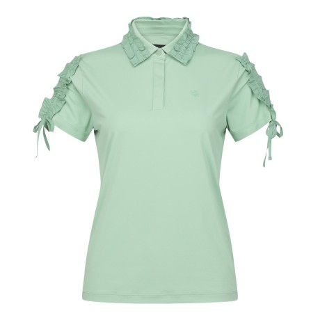 여성 스트링 프릴 별 심볼 칼라 반팔 티셔츠