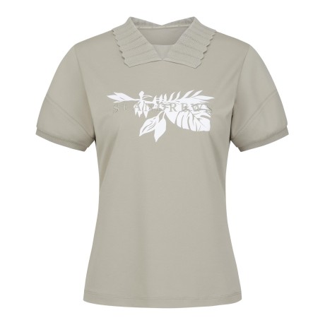 여성 리프 로고 니트 칼라 반팔 티셔츠