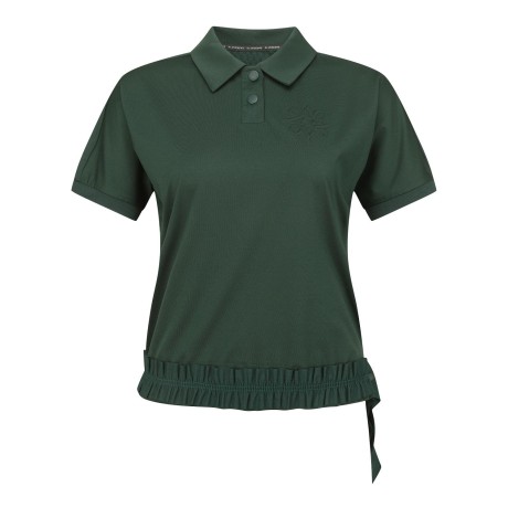 여성 프릴 스트랩 별 심볼 칼라 반팔 티셔츠