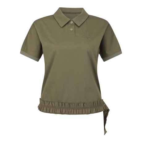 여성 프릴 스트랩 별 심볼 칼라 반팔 티셔츠