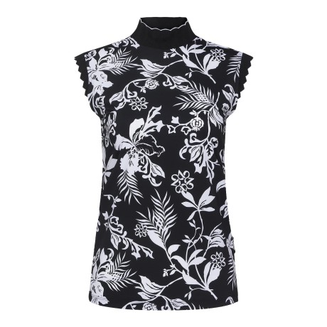 여성 플로럴 프린팅 냉감 슬리브리스 탑