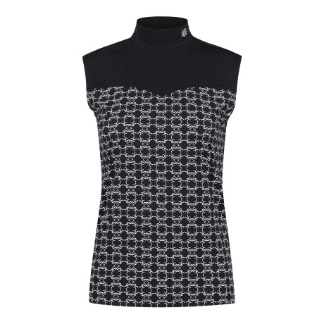 여성 솔리드 믹스 STA 패턴 슬리브리스 탑