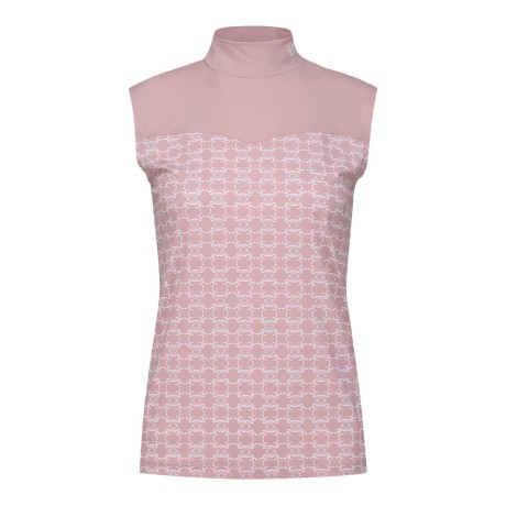 여성 솔리드 믹스 STA 패턴 슬리브리스 탑