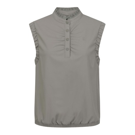 여성 셔링 커프스 슬리브리스 탑