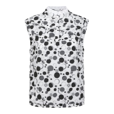 여성 셔링 커프스 슬리브리스 탑