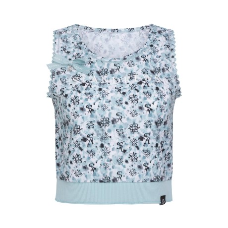 여성 리본 시어서커 슬리브리스 탑