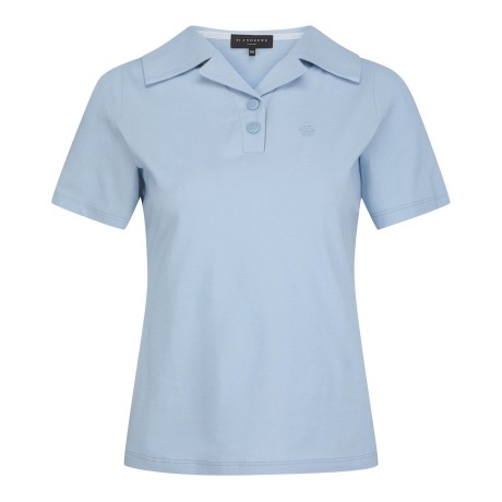 여성 심볼 오픈 카라 버튼 반팔 티셔츠