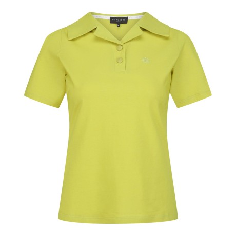 여성 심볼 오픈 카라 버튼 반팔 티셔츠