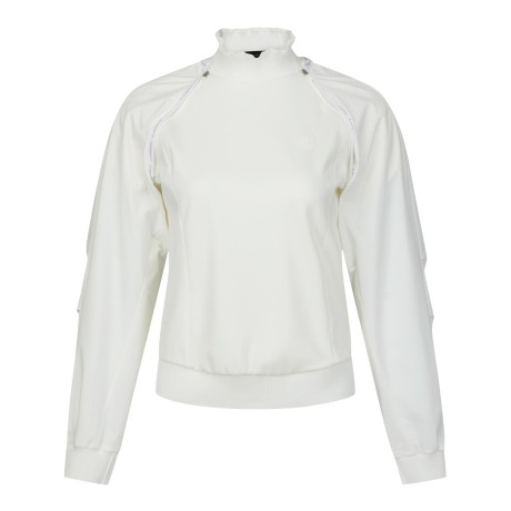 여성 별 심볼 하이넥 반팔 티셔츠 & 탈착 볼레로