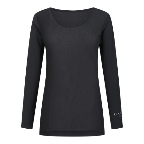 여성 저지 믹스 U넥 긴팔 티셔츠