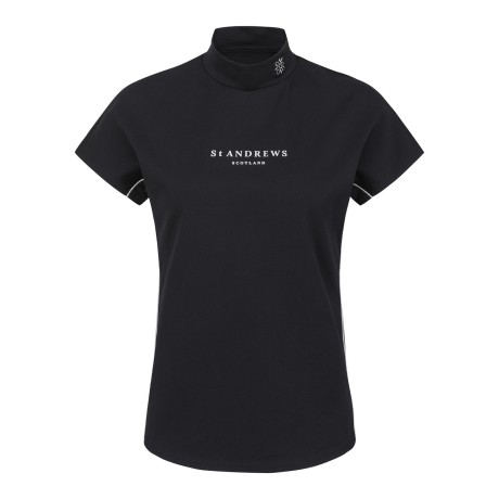 여성 글리터 라인 로고 캡 슬리브 티셔츠