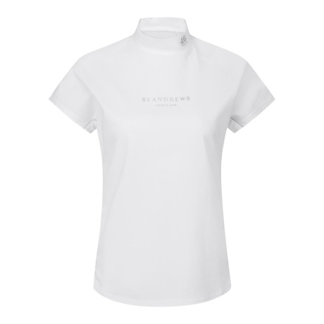 여성 글리터 라인 로고 캡 슬리브 티셔츠