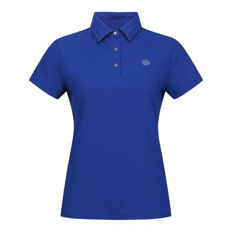 여성 아가일 조직 칼라 반팔 티셔츠