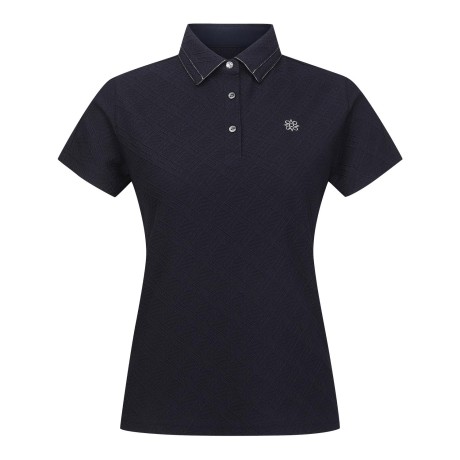 여성 아가일 조직 칼라 반팔 티셔츠