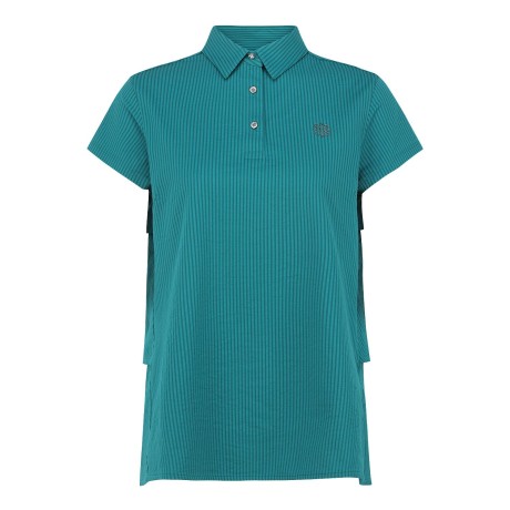 여성 시어서커 백 티어드 칼라 티셔츠