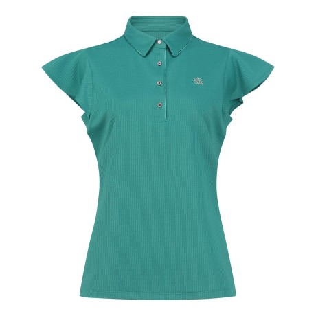 여성 플라운스 캡 슬리브 칼라 티셔츠