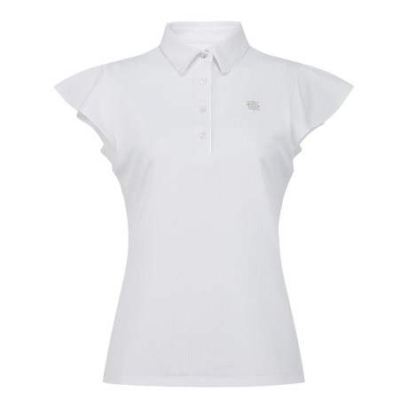 여성 플라운스 캡 슬리브 칼라 티셔츠