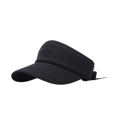 여성 체크 스티치 리본 탈착 썬바이저