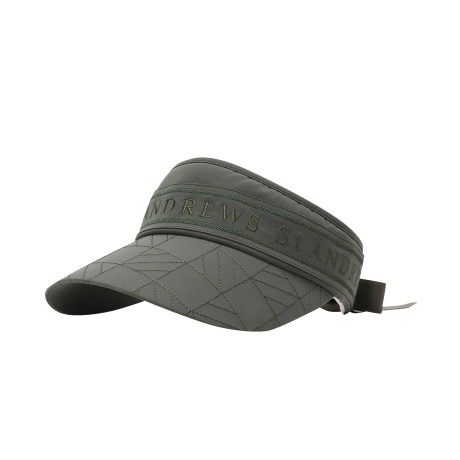 여성 체크 스티치 리본 탈착 썬바이저