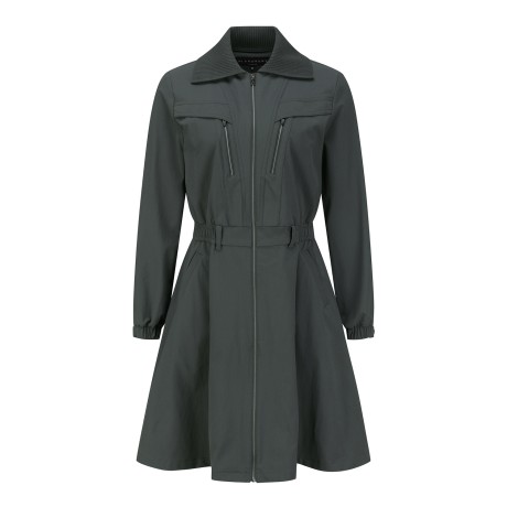 여성 니트 칼라 롱 집업 원피스