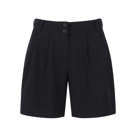 여성 스트라이프 엠블럼 버튼 포켓 쇼츠