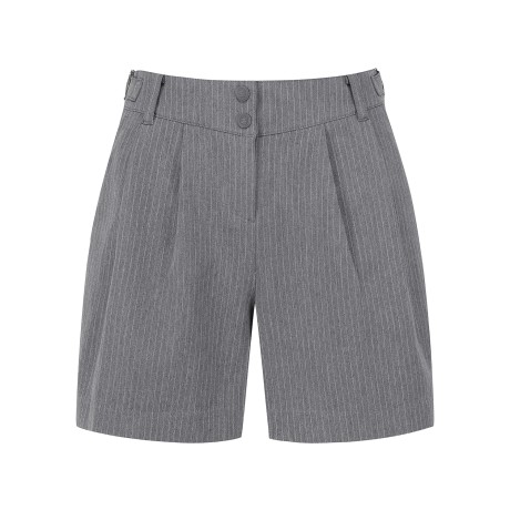 여성 스트라이프 엠블럼 버튼 포켓 쇼츠