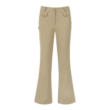 여성 버튼 포켓 솔리드 부츠컷 팬츠