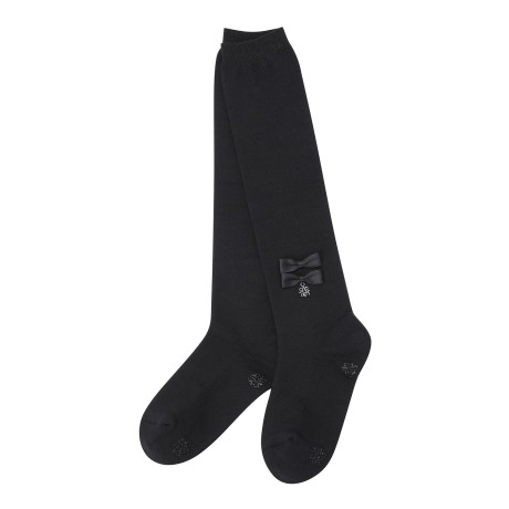 여성 별 심볼 더블 리본 포인트 니삭스