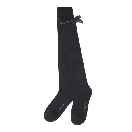 여성 별 심볼 리본 배색 라인 니삭스