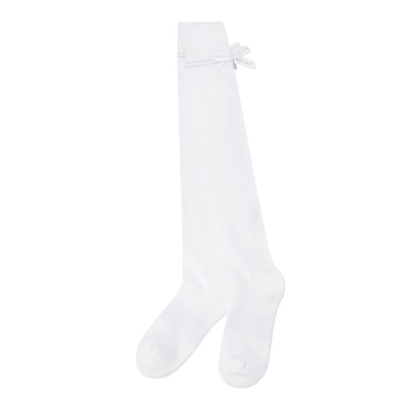 여성 별 심볼 리본 배색 라인 니삭스