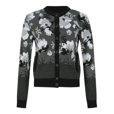 여성 플로럴 자카드 니트 가디건