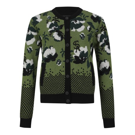 여성 플로럴 자카드 니트 가디건