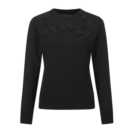 여성 리본 포인트 라운드 니트