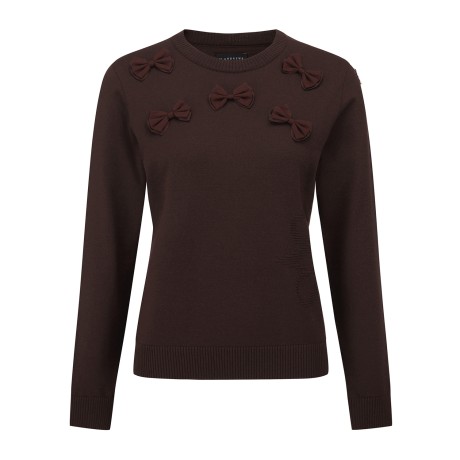 여성 리본 포인트 라운드 니트