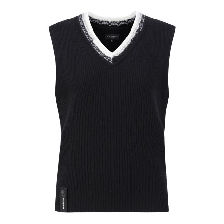 여성 배색 라인 별 심볼 캐시미어 니트 베스트