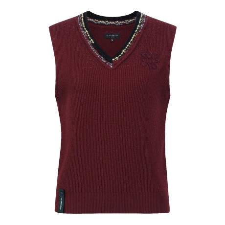 여성 배색 라인 별 심볼 캐시미어 니트 베스트