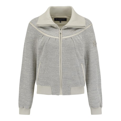 여성 별 심볼 니트 배색 트위드 점퍼