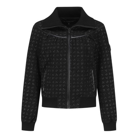 여성 별 심볼 니트 배색 트위드 점퍼