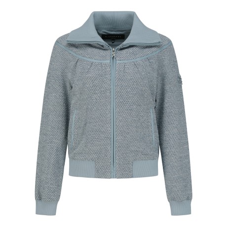 여성 별 심볼 니트 배색 트위드 점퍼