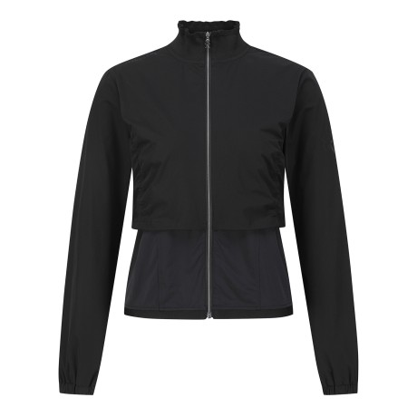 여성 이중 레이어 셔링 집업 탑