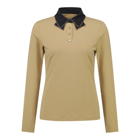 여성 별 심볼 레이스 이중 칼라 티셔츠