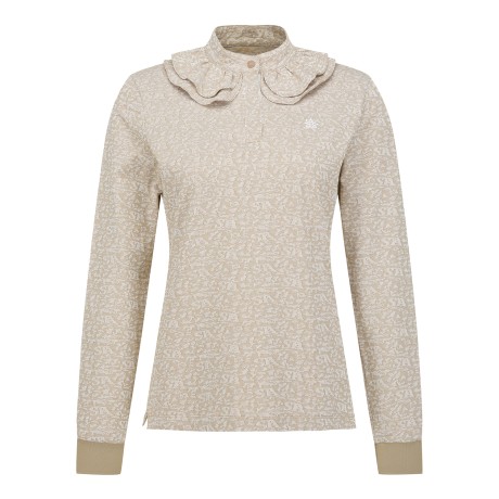 여성 패턴 더블 프릴 칼라 티셔츠