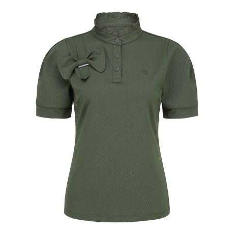 여성 리본 버클 패턴 반팔 탑