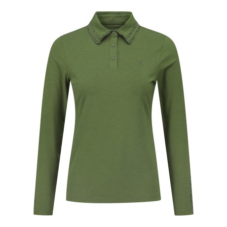 여성 프릴 칼라 긴팔 티셔츠