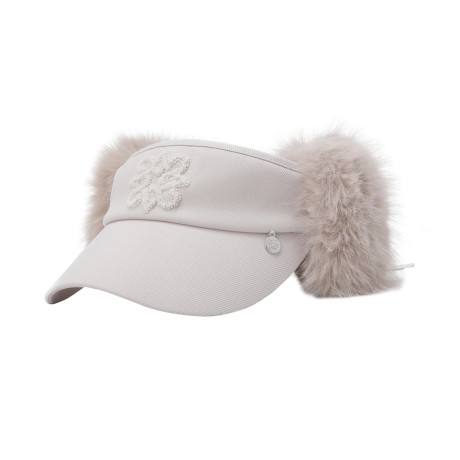 여성 심볼 부클 자수 리본 퍼 이어워머 썬바이저