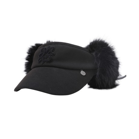 여성 심볼 부클 자수 리본 퍼 이어워머 썬바이저